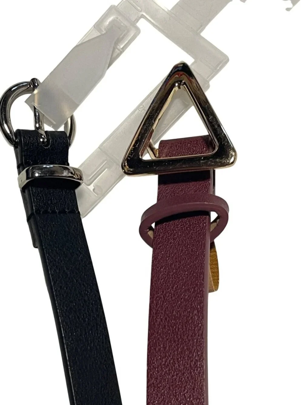 Lauren Conrad Women Faux Leather Belts 2 Pack L 34-38 Dark Red Black Slim Design